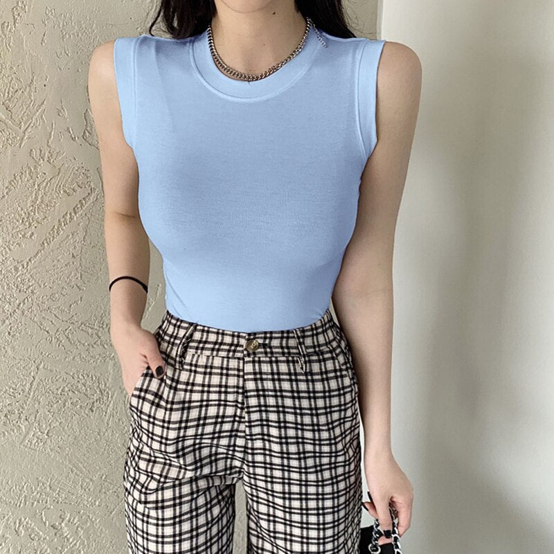 #PB Round Neck Ribbed Tank Top - passionbarn.com