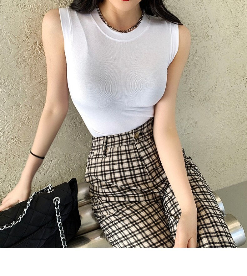 #PB Round Neck Ribbed Tank Top - passionbarn.com