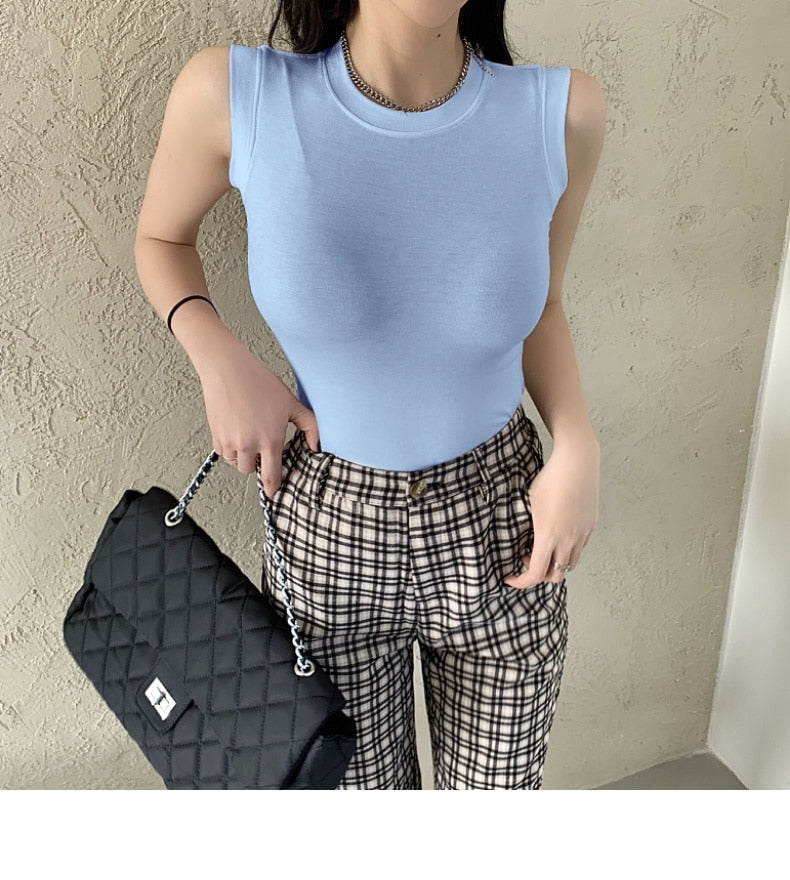 #PB Round Neck Ribbed Tank Top - passionbarn.com