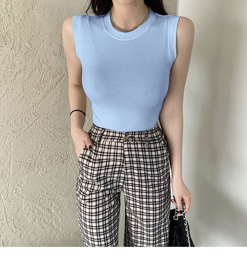 #PB Round Neck Ribbed Tank Top - passionbarn.com