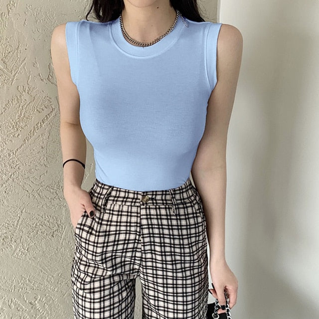 #PB Round Neck Ribbed Tank Top - passionbarn.com