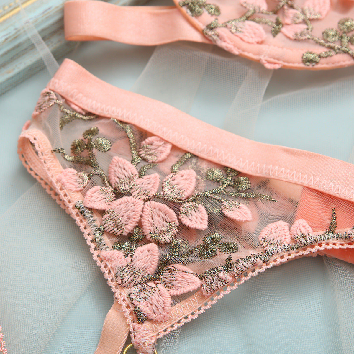 #PB Delicate Lingerie Floral 4-Piece Set - passionbarn.com